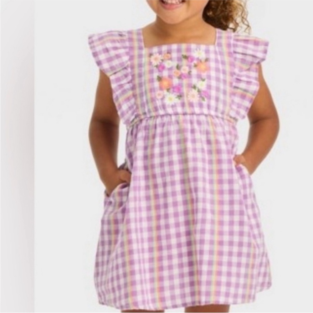Purple Gingham Cat And Jack Dress Girls Size 3T